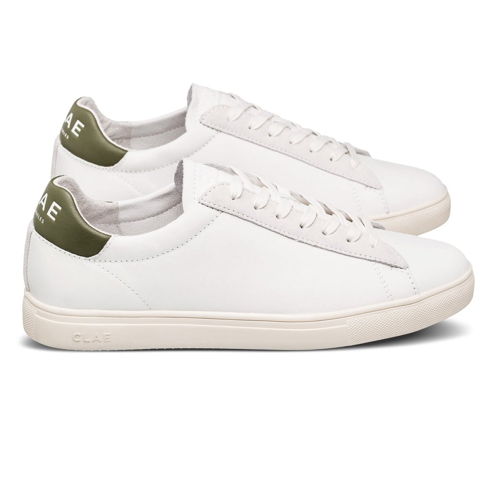 CLAE BRADLEY CALIFORNIA Shoes Womens USA395-B26 In White Leather Olive